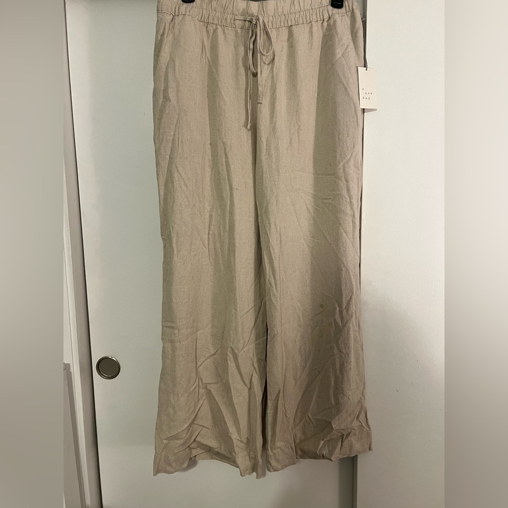 Wide leg linen pants with stretchy waist band